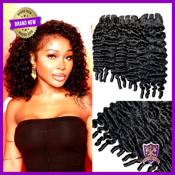 Burmese Curly Human Hair Bundles 12-16in 3C4A Water Wave Quick Weave main image 6